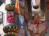 Kathmandu Valley 2 Kirtipur 08 Bagh Bhairav Temple Statue Under Umbrella,Shiva Lingam